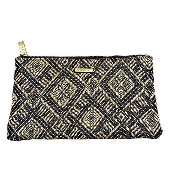 Trina Brand Tan and Black Woven Cosmetic Bag With Zipper Closure - Picture 5 of 13